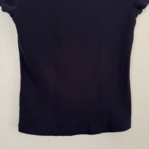 Tommy Hilfiger Navy Blue Square Neck Ribbed Knit Top White Trim S - Picture 6 of 7